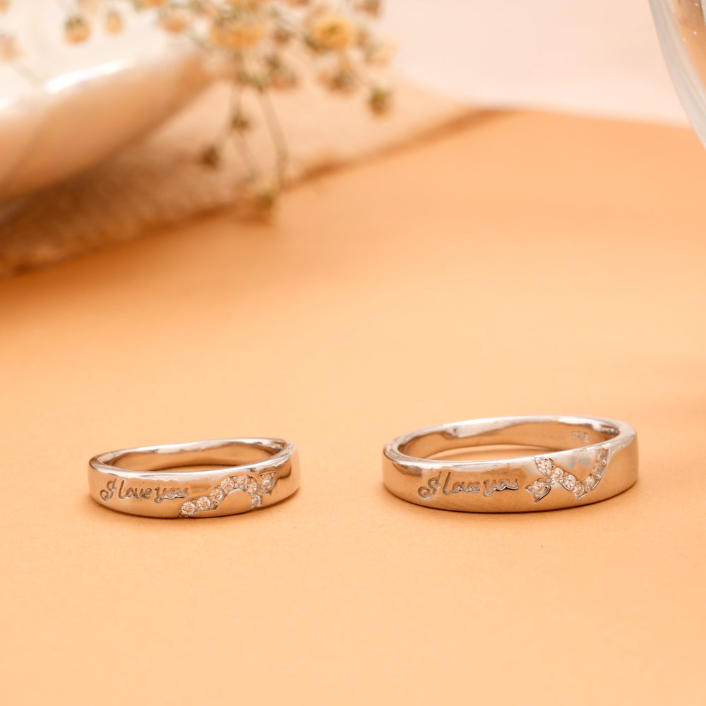Promise I Love You Engraved Silver Couple Rings