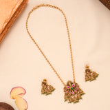 Antique Golden Temple Ruby Peacock Necklace Set