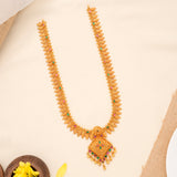 Traditional Golden Leaf with Floral Pendant Haram
