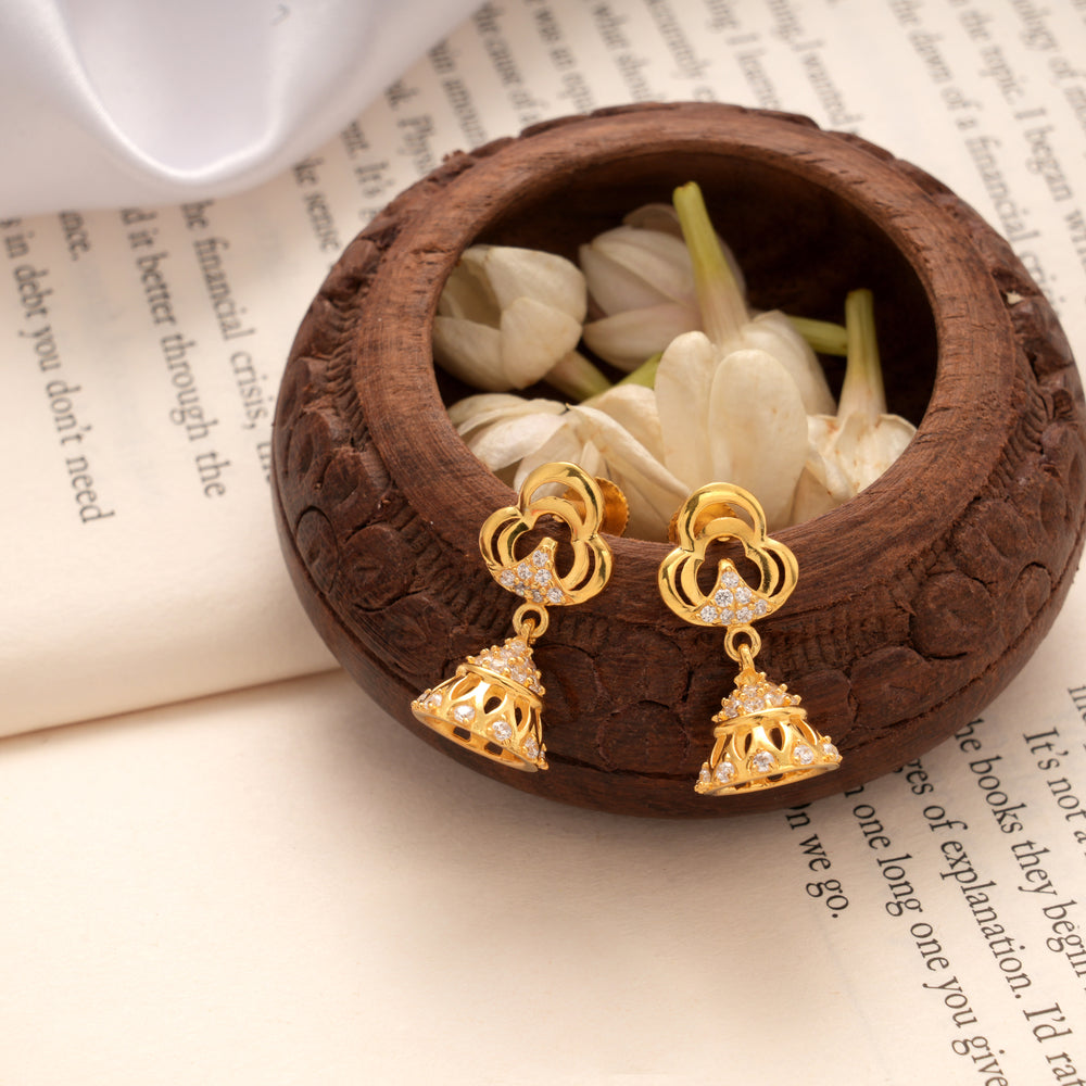 Clover Stone Design Golden Jhumkas