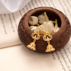 Clover Stone Design Golden Jhumkas