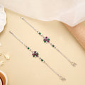 Silver Cute Blossom Charm Antique Anklet