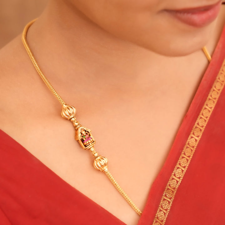 Temple Mahalakshmi Gold Plated Mugappu Chain