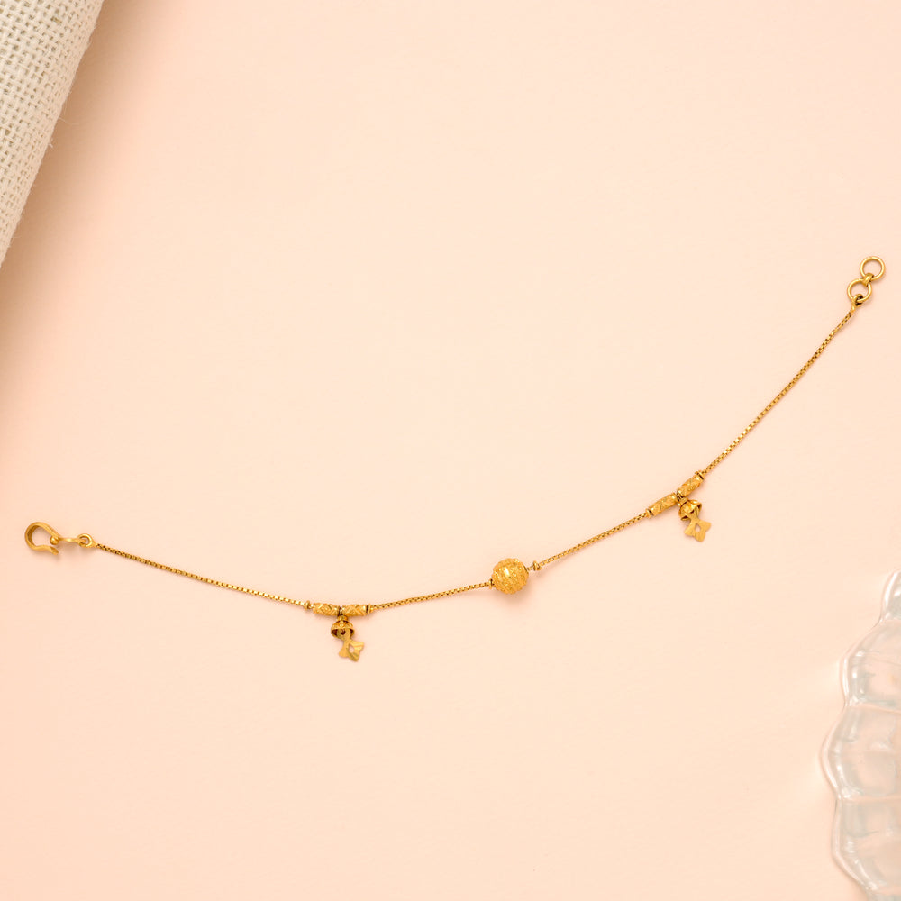 Sleek Single Ball Design Gold Bracelet for Women