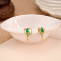 Golden Heart Drop with Leaf Design Stud