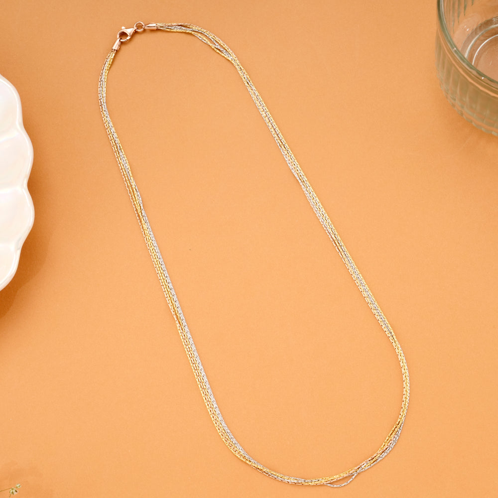 Multi Strand Triple Tone Silver Chain