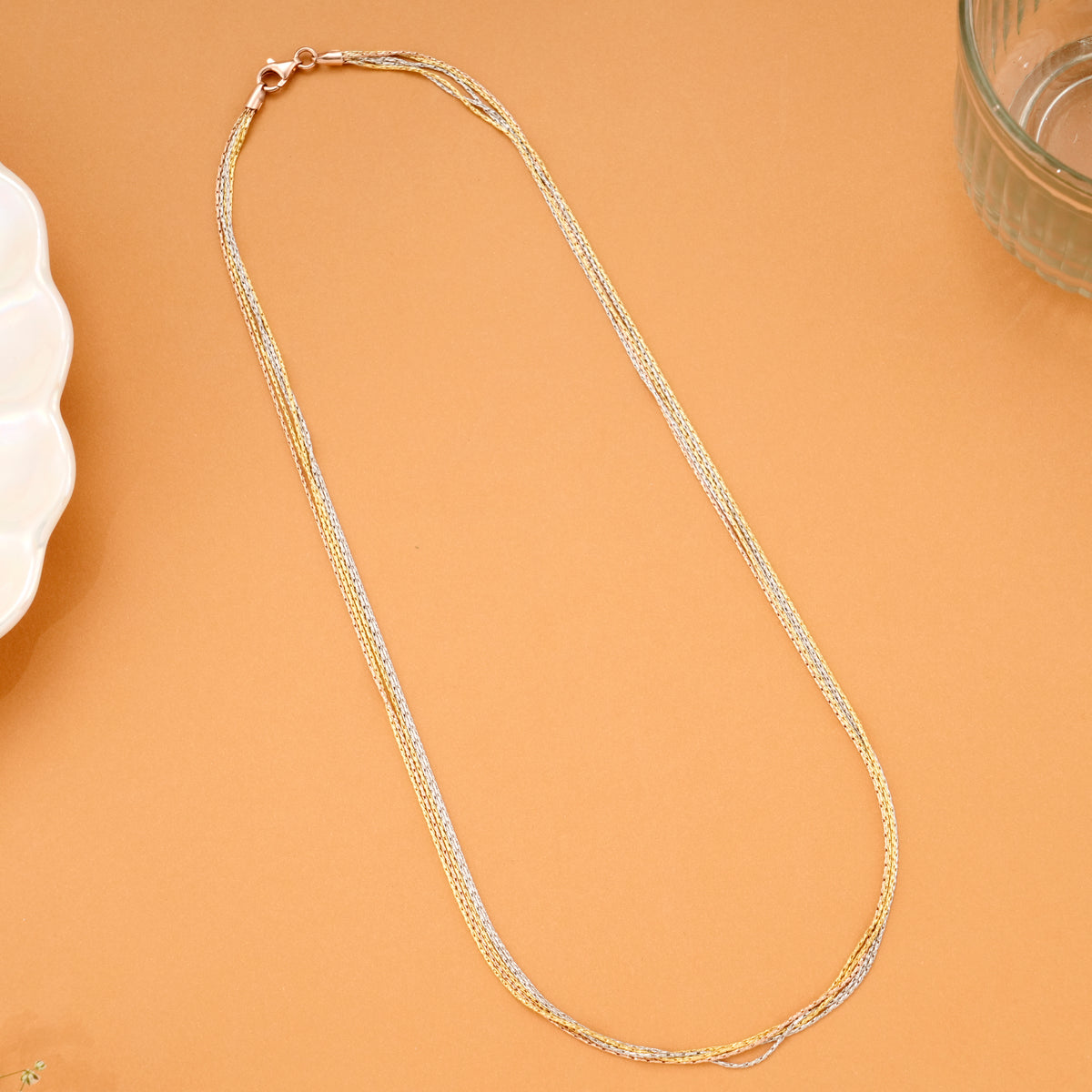 Multi Strand Triple Tone Silver Chain