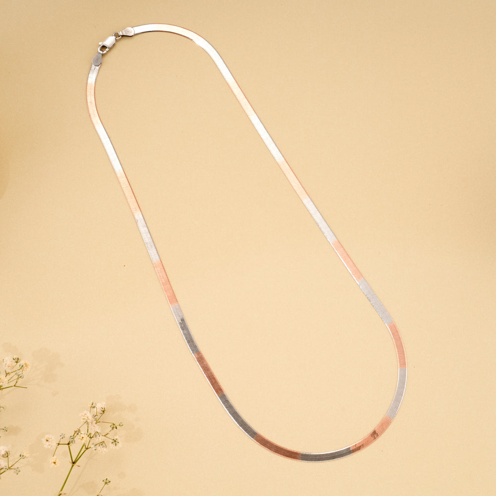 Double Tone Flat Snake Silver Chain