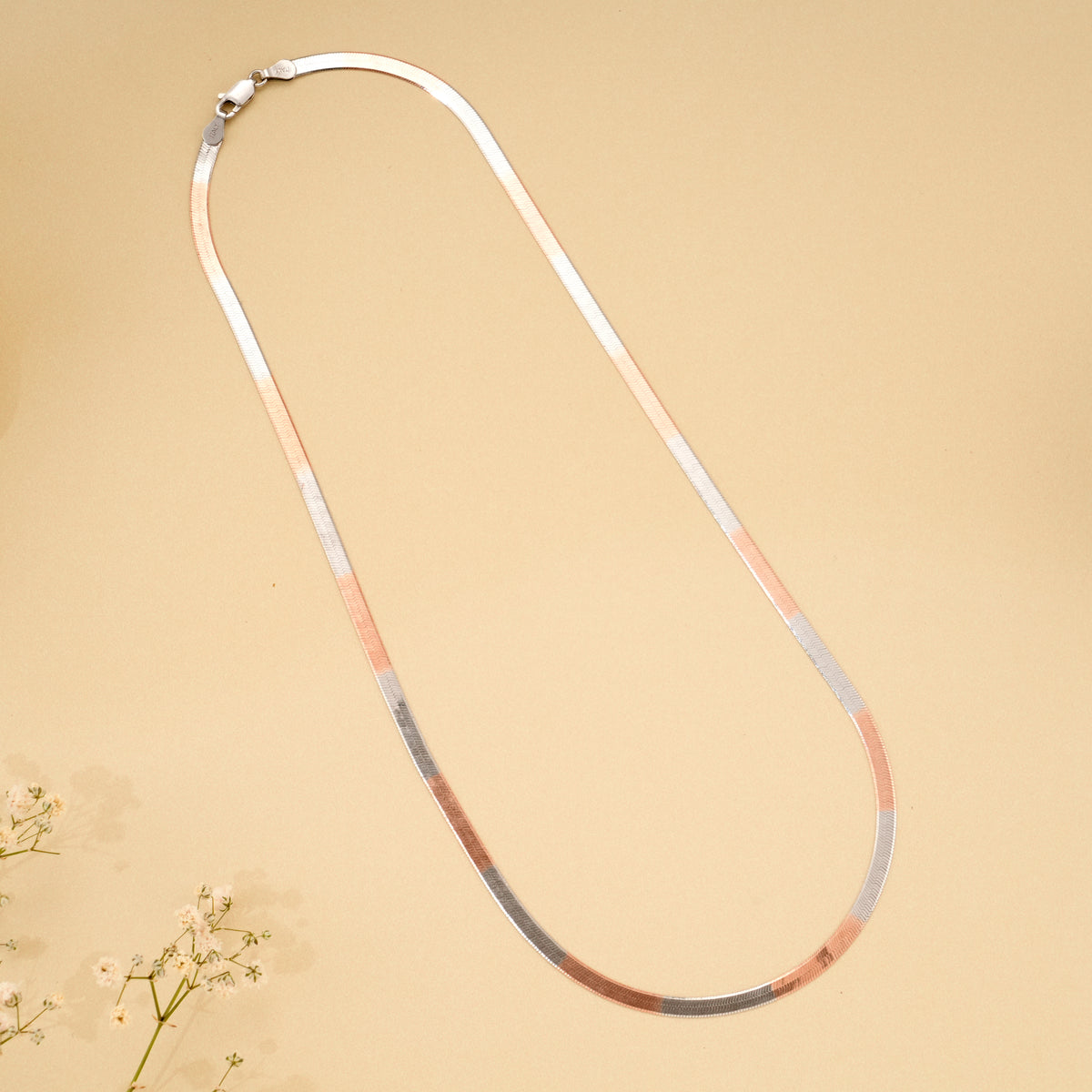 Double Tone Flat Snake Silver Chain