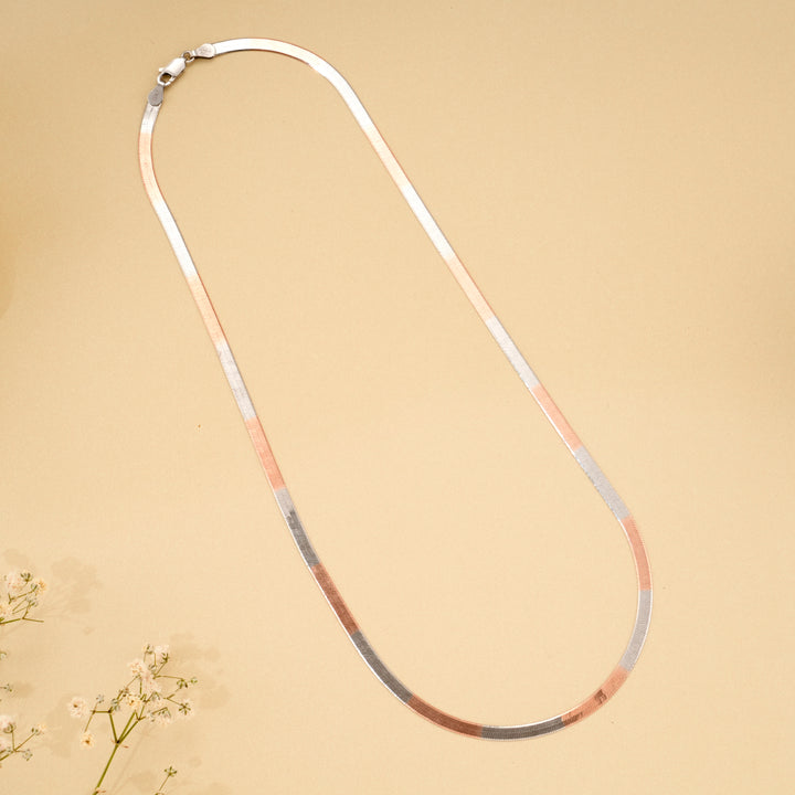 Double Tone Flat Snake Silver Chain