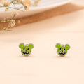 Green Cartoon Mouse Silver Stud