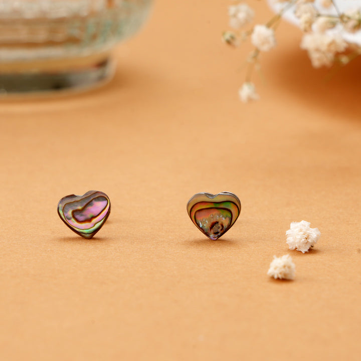 Natural Paua Shell Heart Stud