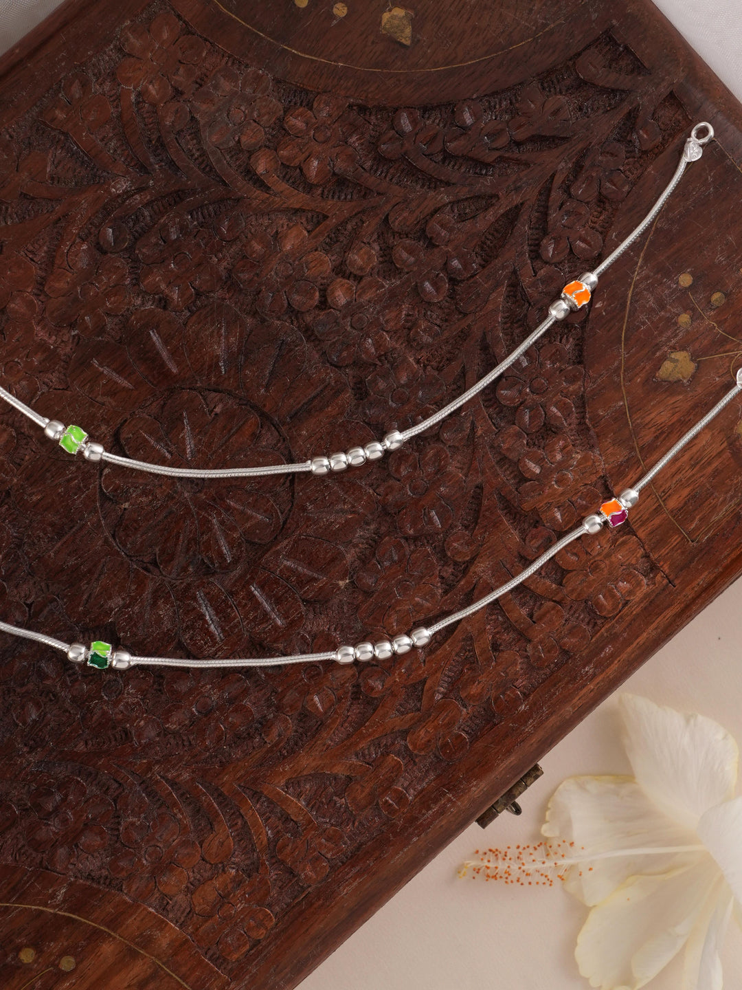 Short Ball Link Silver Anklet