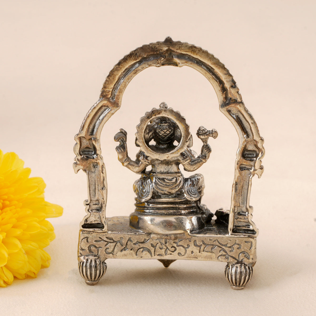 Temple Inspired Antique Silver Ganesh Idol