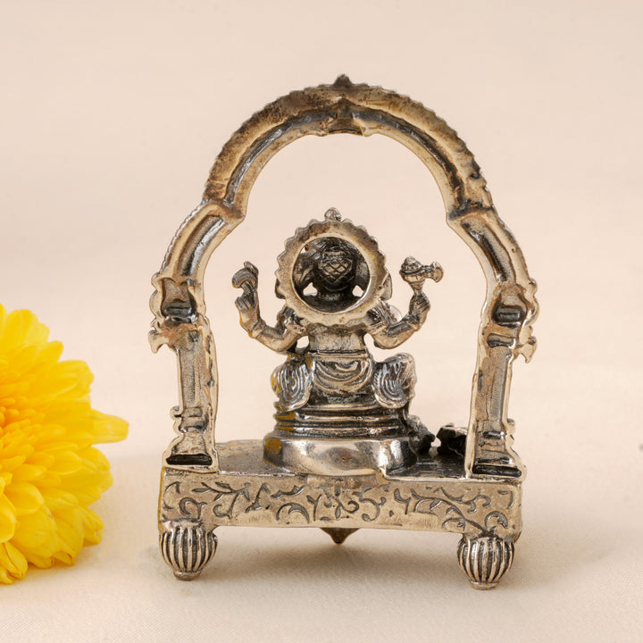 Temple Inspired Antique Silver Ganesh Idol