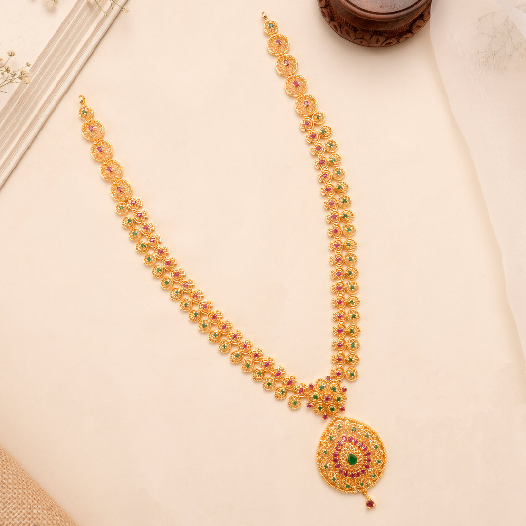 Grand Ruby Emerald Pendant Necklace Set