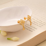 Dangling Charm Geometric Golden Stud