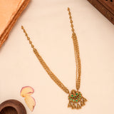 Antique Golden Emerald Peacock Pendant Necklace Set