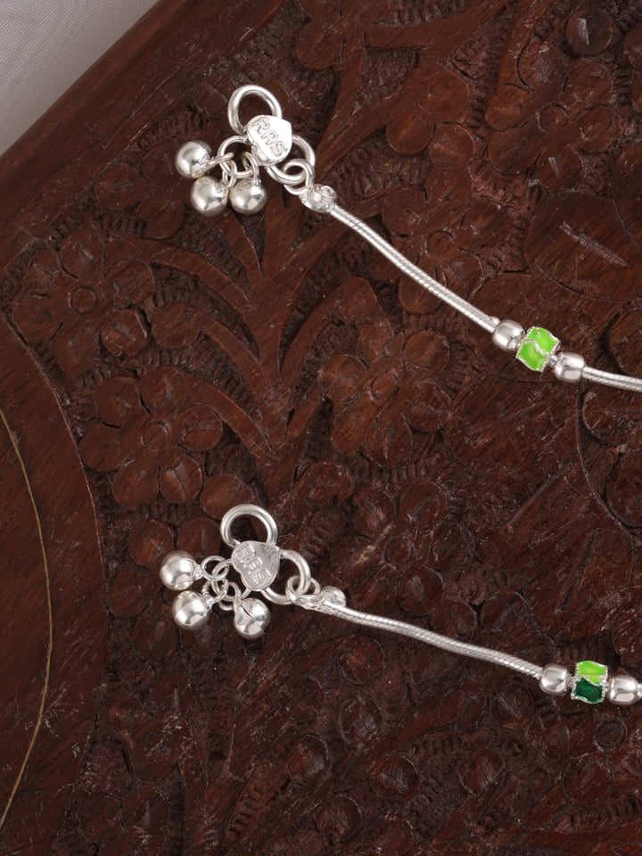 Short Ball Link Silver Anklet