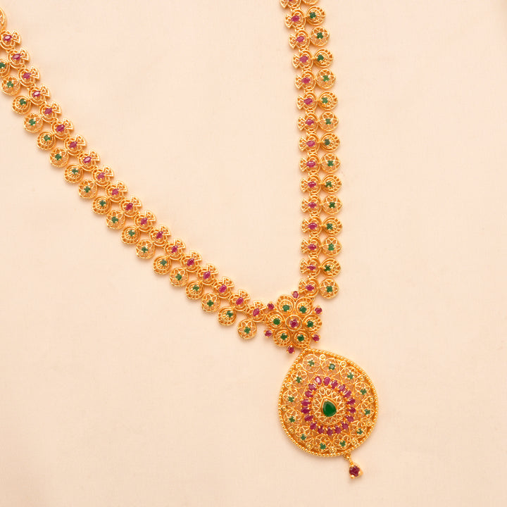 Grand Ruby Emerald Pendant Necklace Set