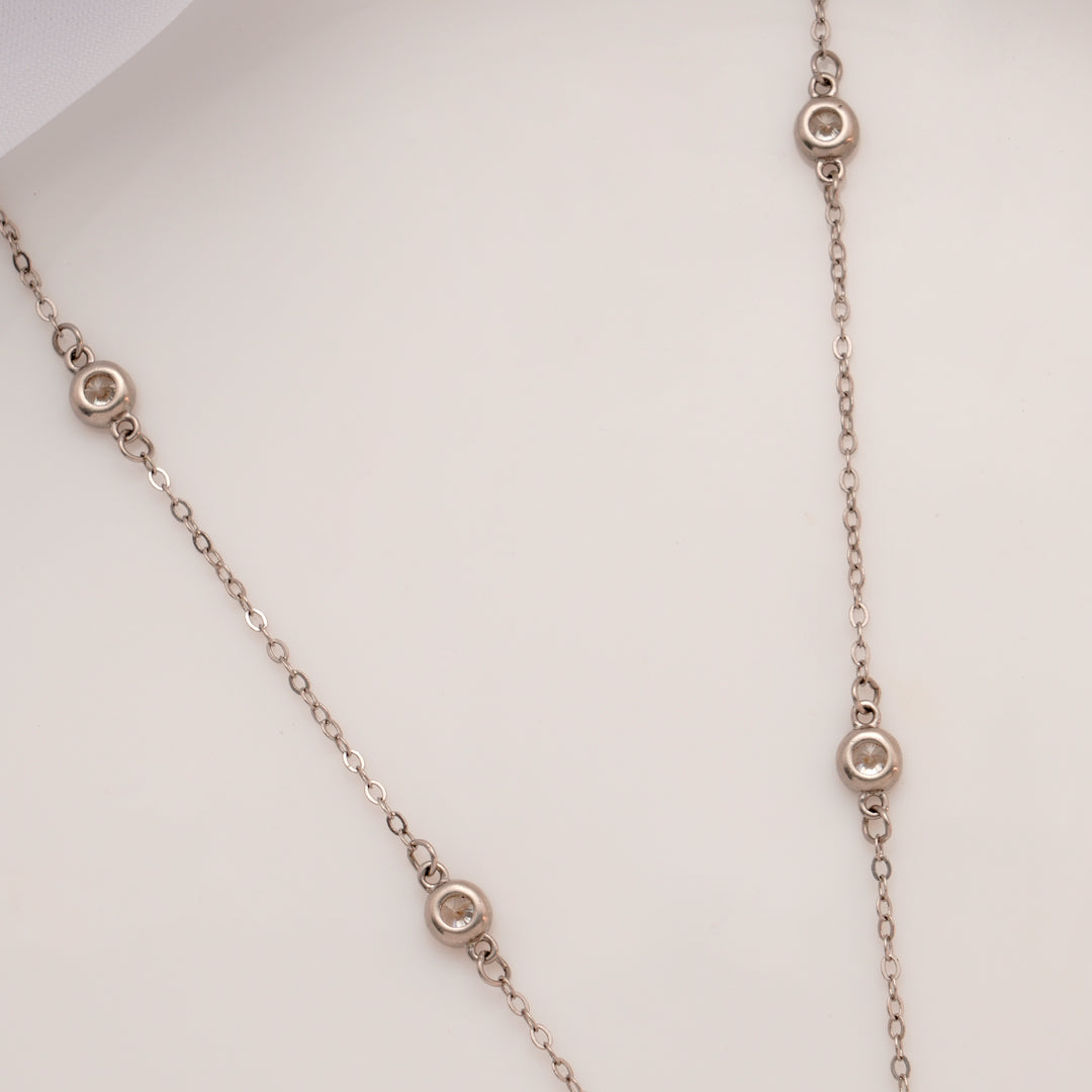 Heart Shape Cubic Zirconia Silver Chain