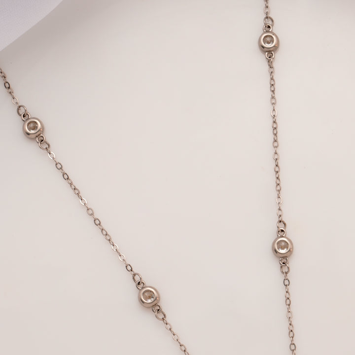 Heart Shape Cubic Zirconia Silver Chain