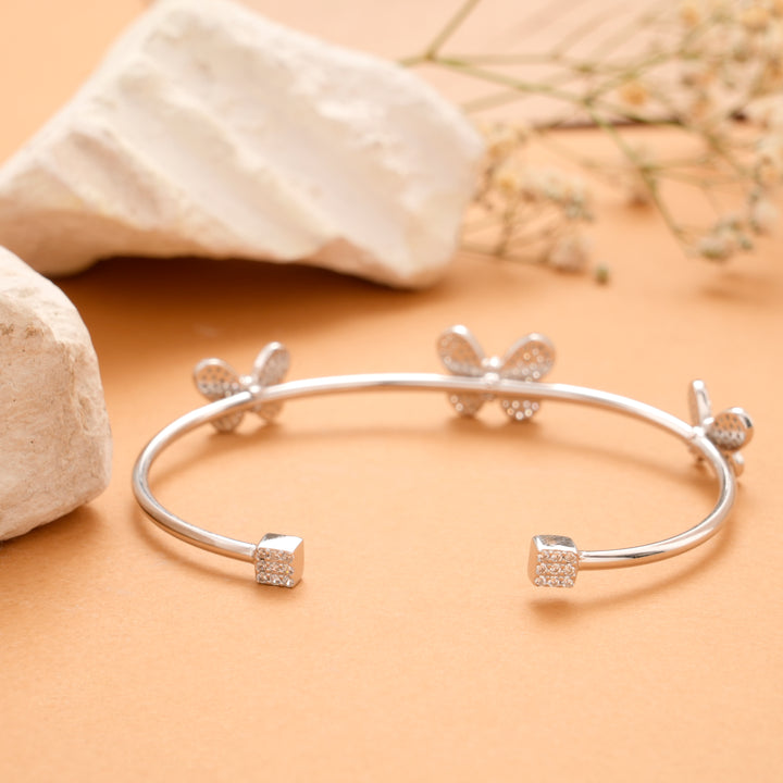Trendy Triple Butterfly Silver Kada