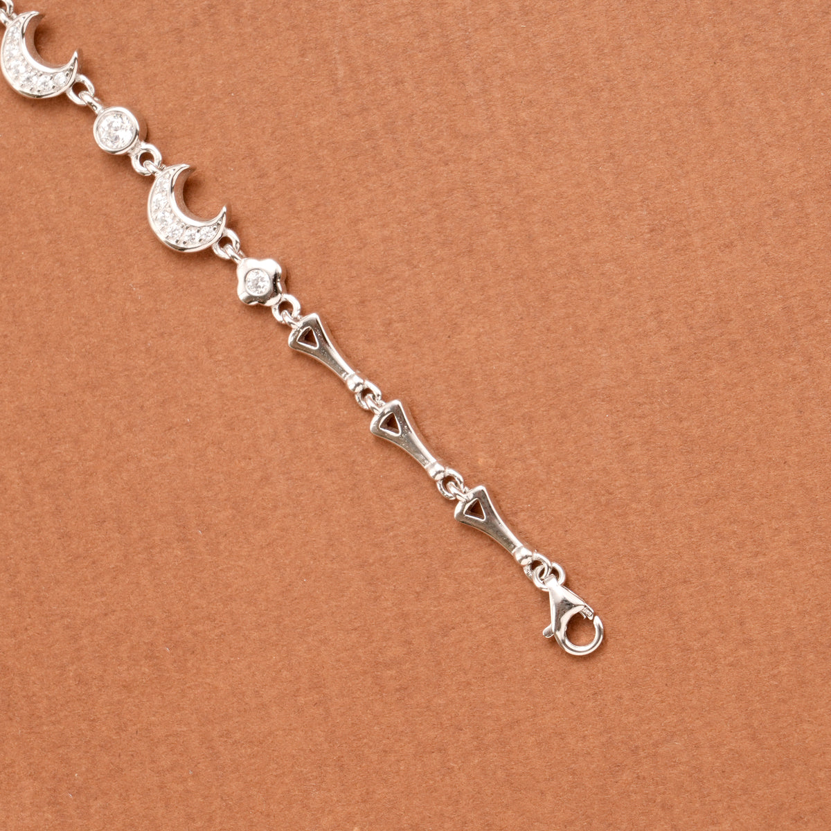 Sparkling Crescent Stone Silver Women’s Bracelet