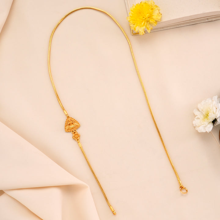 Triangle Shape Silver Lakshmi Mugappu Chain