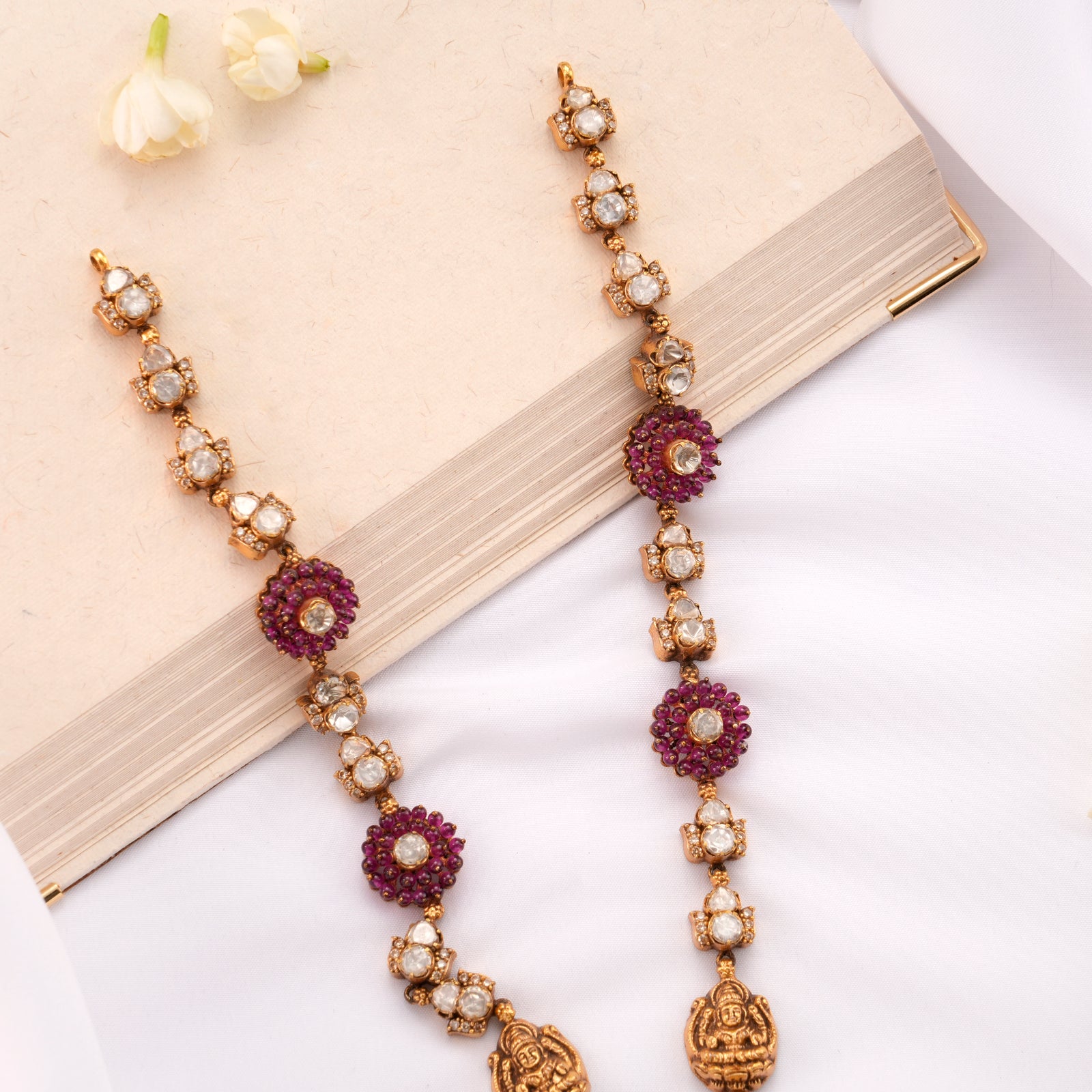 Lakshmi Nagas White Stone Golden Haram