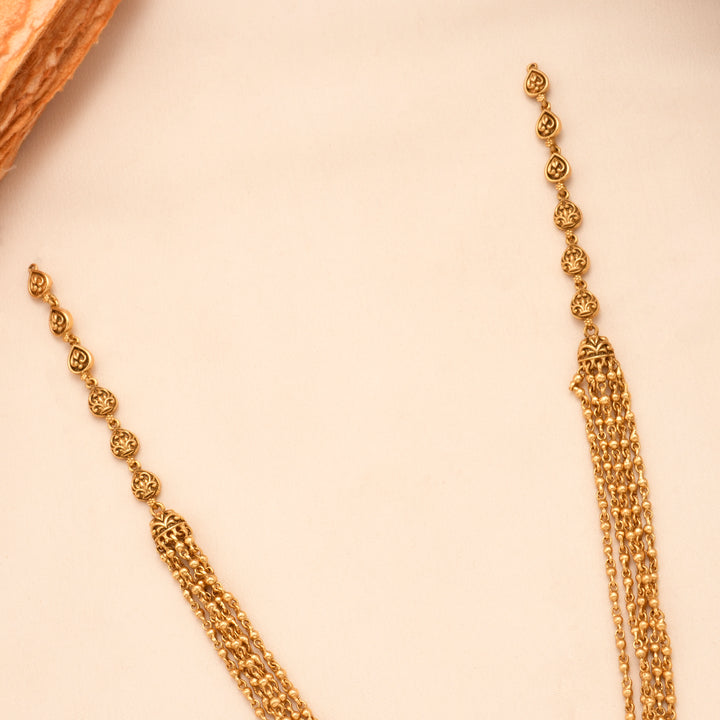 Antique Golden Emerald Peacock Pendant Necklace Set