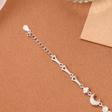 Sparkling Crescent Stone Silver Women’s Bracelet