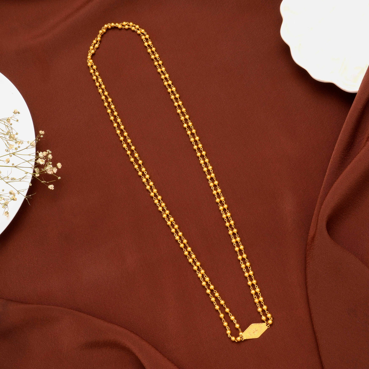 Elegant Beaded Dual Layer Gold Chain for Women