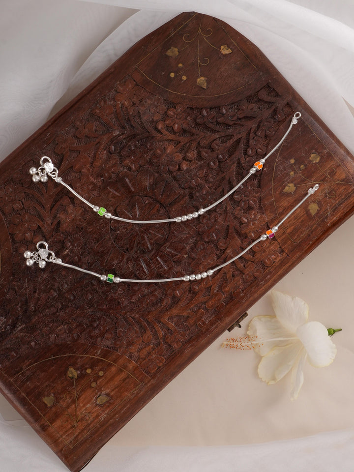 Short Ball Link Silver Anklet