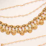 Floral Two Layer Drops Coin Lakshmi Golden Mattal