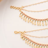 Multi Colour Stone With Pearl Drops Golden Mattal