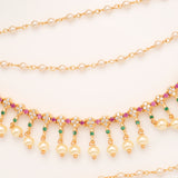 Multi Colour Stone With Pearl Drops Golden Mattal