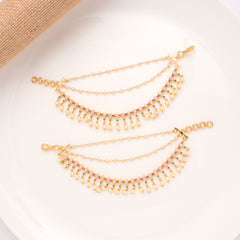 Multi Colour Stone With Pearl Drops Golden Mattal