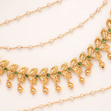 Leaf Pattern Green Stone Golden Drop Mattal