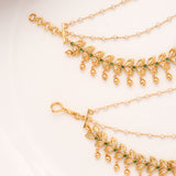 Leaf Pattern Green Stone Golden Drop Mattal