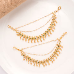 Leaf Pattern Green Stone Golden Drop Mattal