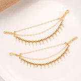 Blossom Dual Stone Pearl Drops Golden Mattal
