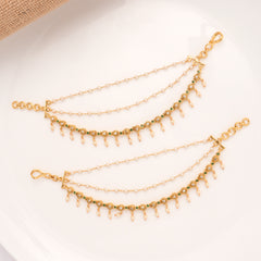 Blossom Dual Stone Pearl Drops Golden Mattal