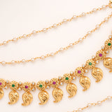 Traditional Mango Design Layer Pearl Drops Golden Mattal