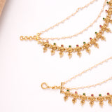 Regal Peacock Two Stone Pearl Layer Golden Mattal