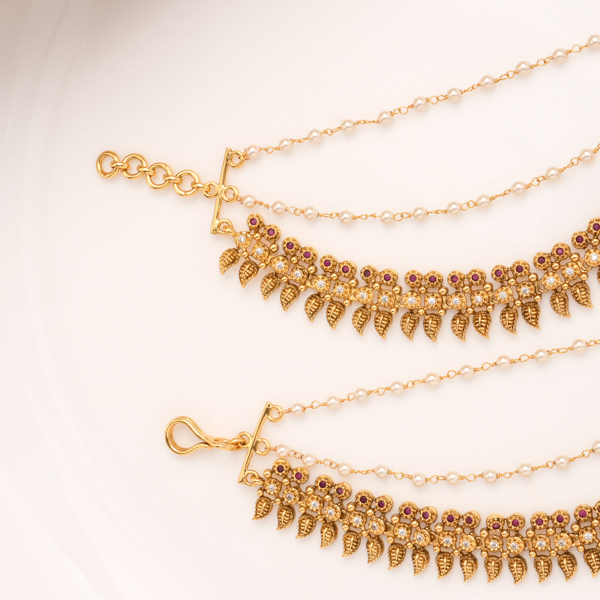 Antique Two Leaf Two Layer Golden Mattal