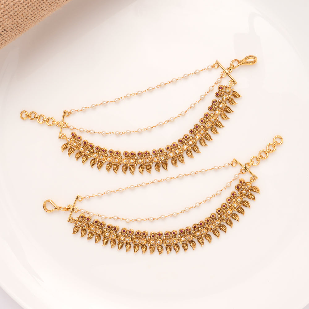 Antique Two Leaf Two Layer Golden Mattal