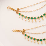 Classic Green Stone With Pearl Drops Golden Mattal