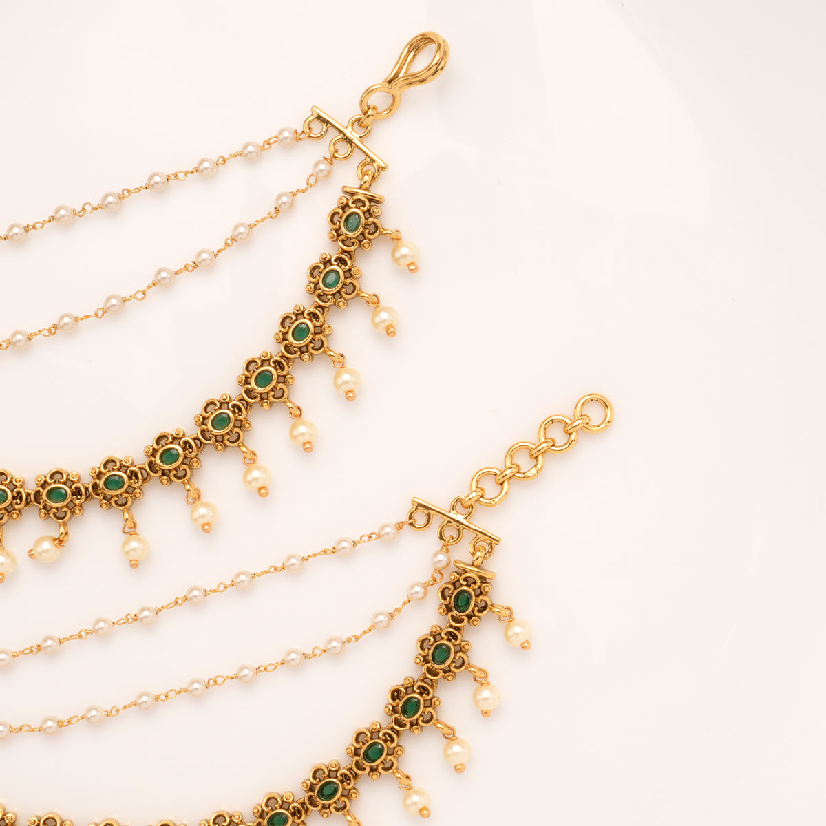 Premium Flower with Pearl Drops Layer Golden Mattal
