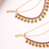 Elegant Emerald Mango Ruby Stone Golden Mattal